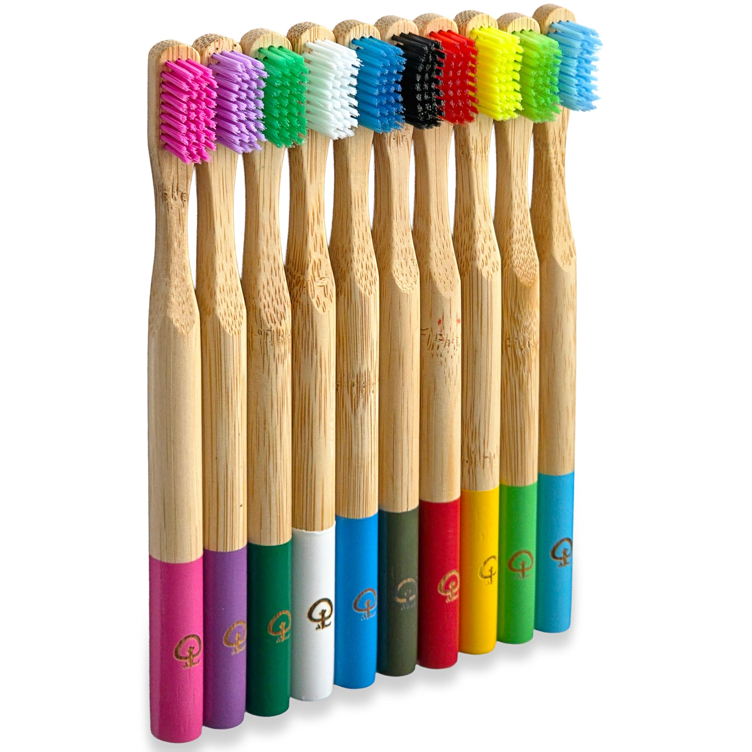 Bamboo Toothbrushes | 10 Pack | BPA Free Medium Soft Bristles | Eco-Friendly Products | Plastic Free Wooden Handle | Recyclable | UK Brand | Kids & Adults