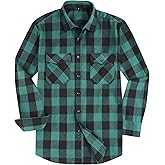 DANLCUPL Mens Button Down Shirts Fitted Long Sleeve Casual Buffalo Plaid Checkered Flannel Shirt
