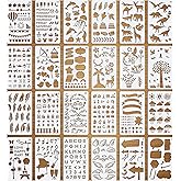 VETPW 24 Pcs Assorted Drawing Painting Template Journaling Stencils Set, Reusable Shapes Stencils Scale Templates for Card ma