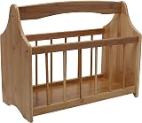 Raxter Bamboo Magazine Rack with Handle Natural Finish for Newspapers Books view 2