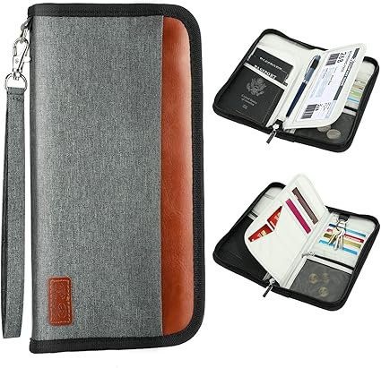 Portefeuilles Passeport Wisfox Porte Passeport Porte Organiseur De Voyage Portable Avec Blocage Rfid Pour Passeports Cartes Didentité Cartes De