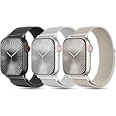 3 Pack Metal Mesh Loop Compatible with Apple Watch Band 38mm 40mm 41mm 42mm 44mm 45mm 46mm 49mm Women Men, Stainless Steel Magnetic Clasp Strap for iWatch Series 11 10 9 8 SE 7 6 5 4 3 2 1 Ultra
