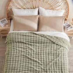 NEWCOSPLAY Queen Blanket for Couch Sage Green Super