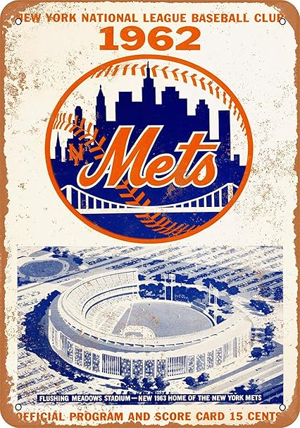 Salwon New York Mets Blechschild Warnung Retro Metallplakette