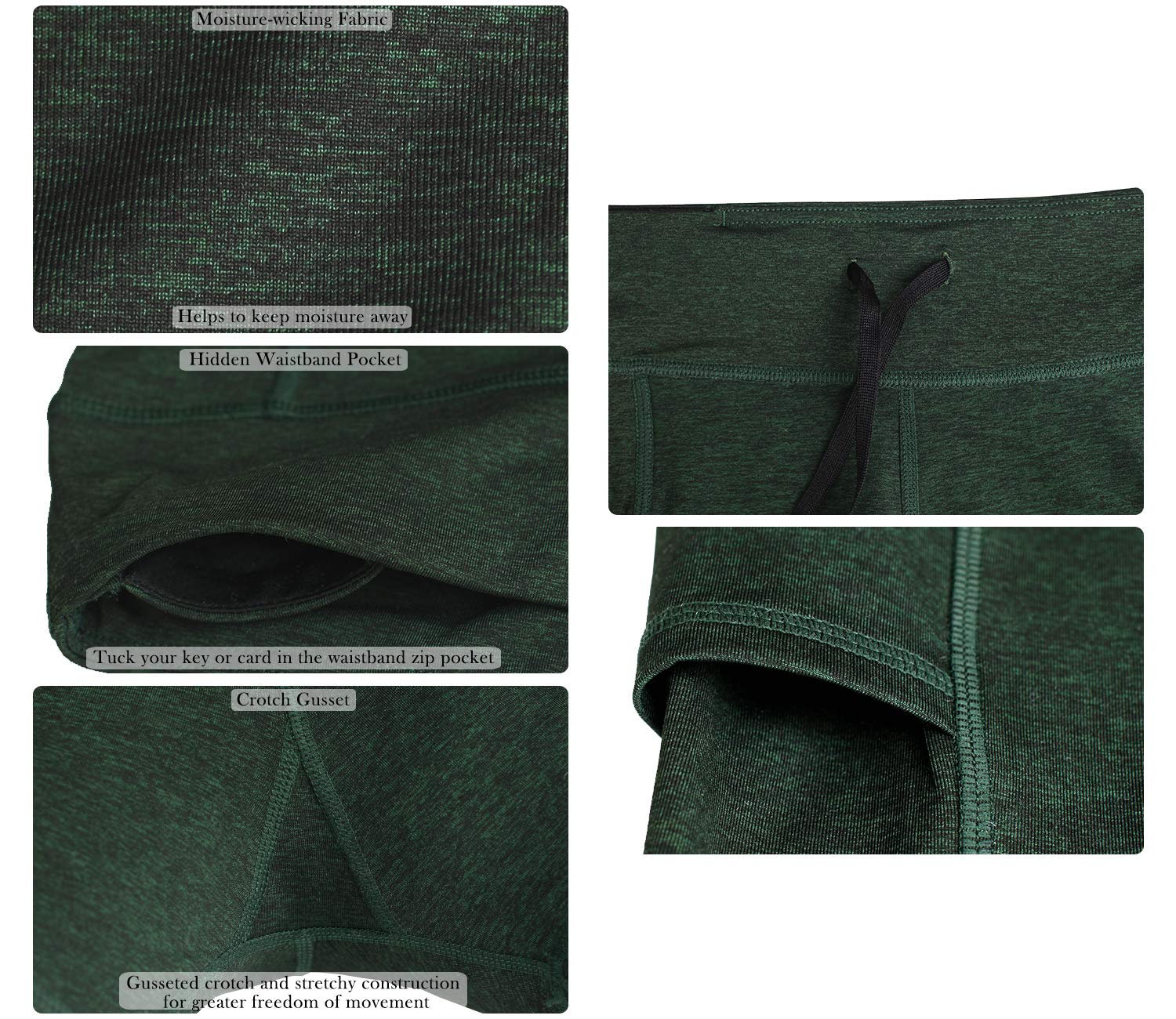 icyzone Workout Running Shorts Women - Yoga Exercise Lounge Athletic Activewear Compression Shorts Pockets & Drawstring (S, Moss)