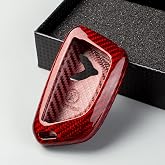 T-carbon Key Fob Cover Compatible with Corvette C8 Z51 Z06 2020-2026 Key | Real Glass FiberKey Fob Case Cover Compatible with C8 Corvette Keyless Entry Shell, Red