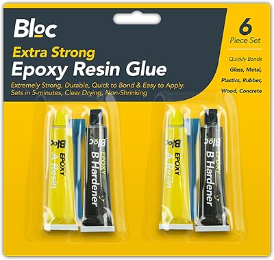 Bloc White Hinge 2Pc Epoxy Resin Quick Dry Glue & Hardener 5 Minute