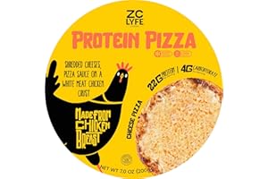 ZC LYFE 10" Gluten Free Cheese Frozen Pizza, Keto Healthy Frozen Meals, Chicken Breast Crust, Thin, High Protein (22g/serv) and Low Carb (4g/serv), Oven or Air Fryer (Pack of 6)