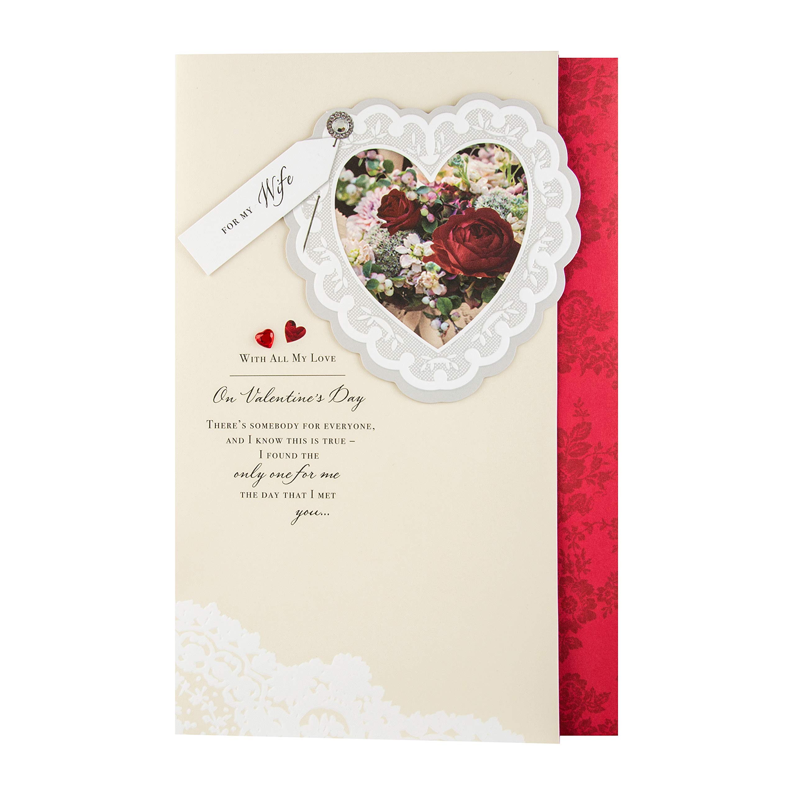 Hallmark Valentines Day Card for Wife, Fold Out Design, Heartfelt Verse, White, Red