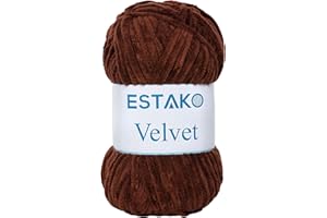 Estako Velvet Chenille Blanket amigurumi Yarn for Crocheting and Knitting Super Bulky 100 gr (132 yds) (1410 - Brown)