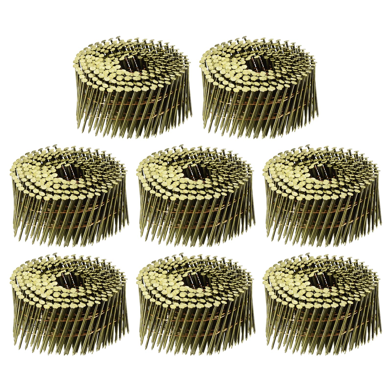 uxcell 2400 Count Siding Nails 2-1/2" x 0.091" 15-Degree Ring Shank Full Round Head Collated Wire Coil for Lath and Sheathing Materials