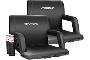 VIVOHOME Portable Reclining Stadium Seat Chairs for Bleachers with Padded Backrest and Adjustable Armrests, Set of 2
