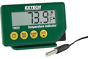 Extech TM20 Compact Digital Temperature Indicator with Stainless Steel Probe - High Accuracy Food, Lab, and Industrial Thermo