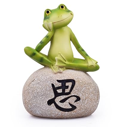 Wonderland Frog Sitting 1 on Stone - Feng Shui for Luck, Wealth, Happiness, Garden Decor, Home Decoration, Frog Collection, Kids Room d