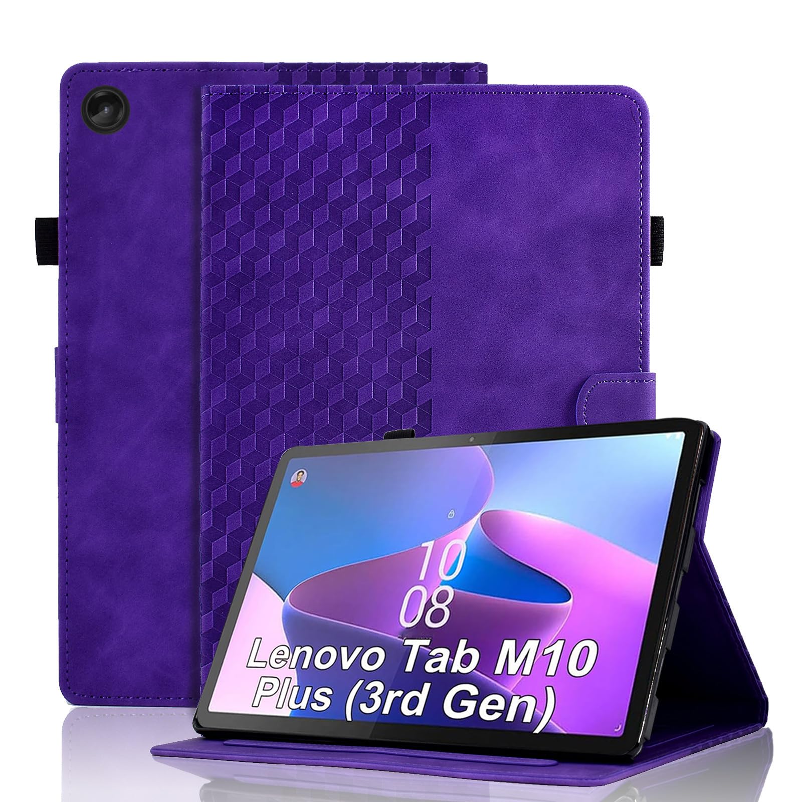 Vkooer Case for Lenovo Tab M10 Plus 3rd Gen 10.6-inch (TB125FU / TB128FU) Leather Folio Cover with Auto Sleep/Wake Multi Angle Viewing Stand Smart Shell Fit Lenovo M10 Plus Gen 3, Purple — image 1
