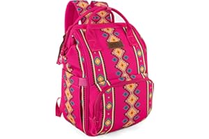 Wrangler Aztec Backpack Organized Daypack Travel Baby Bag with Stroller Strap and Side Bottle Pockets WG2204-9110HPK