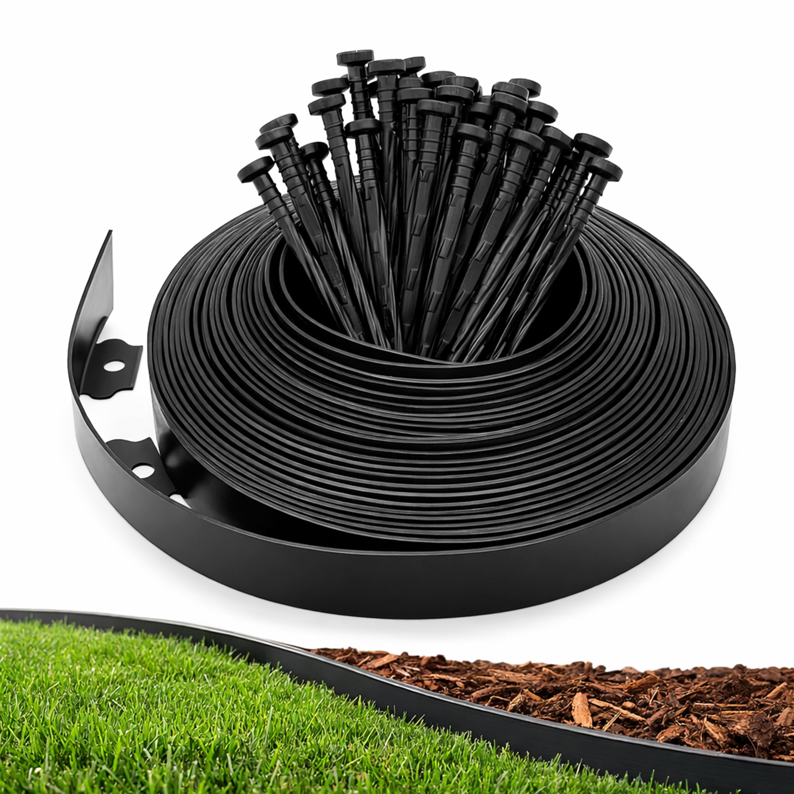 Photo 1 of **MISSING SPIKES** Gardzen 1.5" x 20' Landscape Edging Kit, Garden Edging Coil Comes, No Dig Lawn Border Design