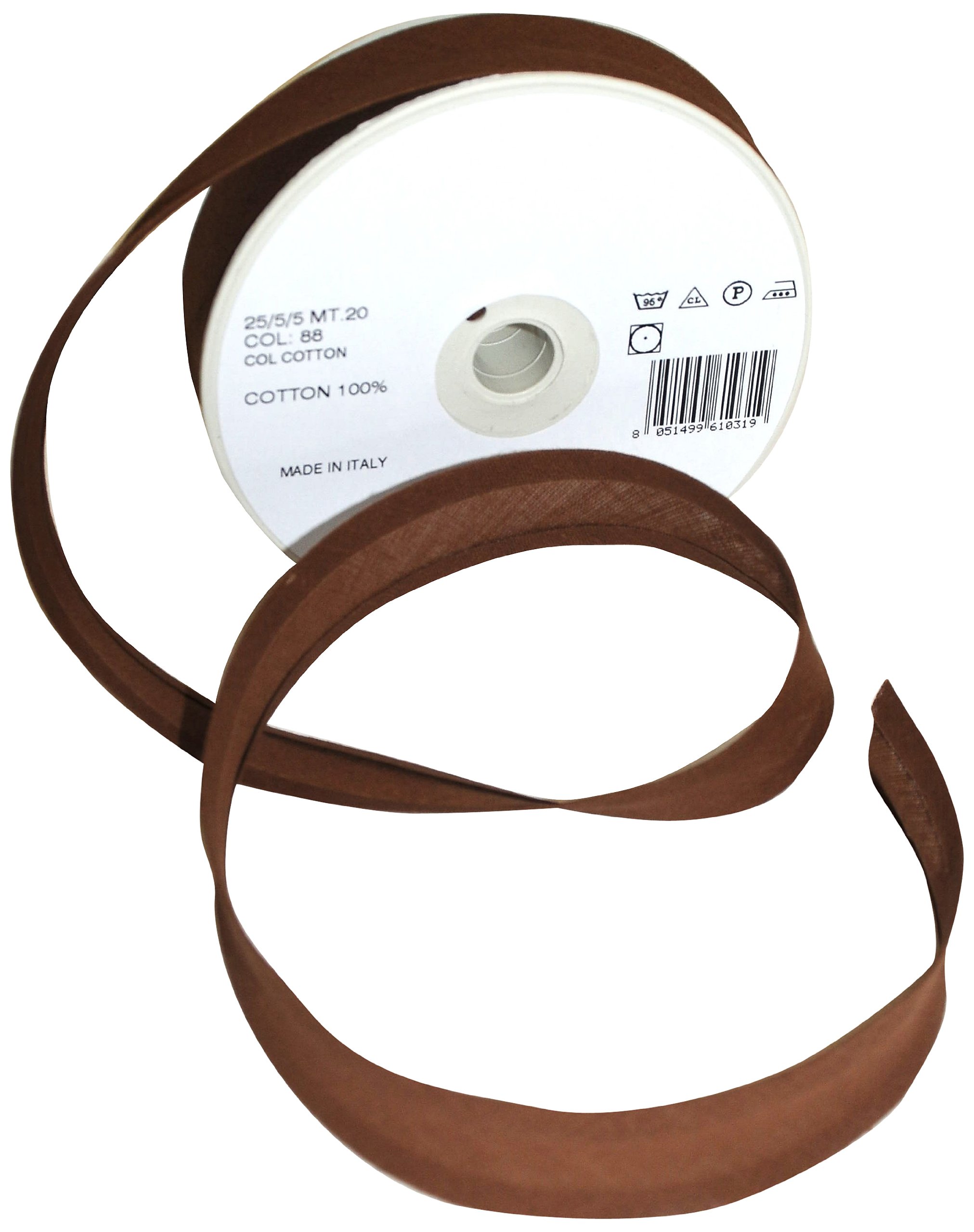 Inastri Trimz 25/5/5 mm Cotton Bias Binding, Light Brown 88 – Double‑Fold Sewing Tape for Quilting, Dressmaking & DIY Crafts