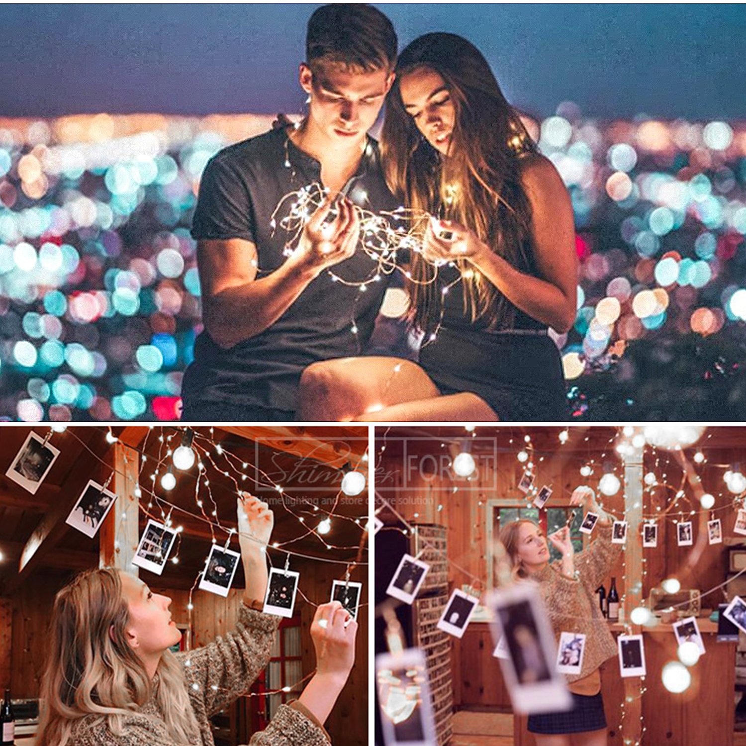 Kohree String Light Daylight White Remote Control Battery Operated Waterproof 8 Modes 50 LED 16.4ft/5M Silver-Coated Copper Wire Firefly Rope Lights 2 Packs