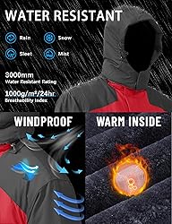 TACVASEN Mens Skiing Jacket with Hood Snowboard