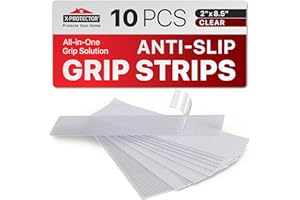 X-Protector Rubber Grip Tape Strips - 10 PCS Pack of Non-Abrasive Grip Stickers - 2"x8.5" Heavy-Duty Non Slip Adhesive Strips - Clear Waterproof Rubberized Grip Tape for Handles!