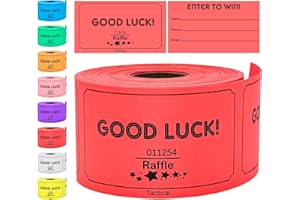 Tacticai 250 Raffle Tickets, Red (1 of 8 Colors), Raffle Cards, Entry Form with Name, Phone & Email for Events, Fundraiser & Prizes