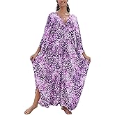 NFVNKJ Caftan Dresses for Women Plus Size, V-Neck Kaftan with Side Slits, Beach Cover Up, Swimsuit Wrap & Vacation Loungewear