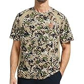 BASSDASH Men's Camo Shirt UPF 50+ Wrinkle-Free Breathable Short Sleeve UV Protection T-Shirt for Hunting Hiking SR02M