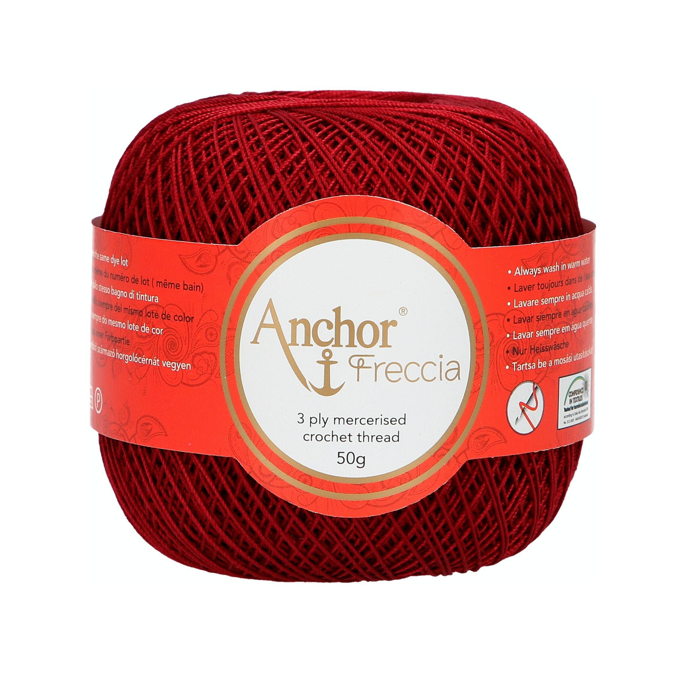 Anchor Crochet Yarn, Cotton, 00044 Red