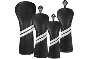 FRIMON Golf Club Head Covers - 4pcs or 1pc Golf Accessories Club Covers Set for Woods and Driver Fairway Hybrids with Interchangeable Tags
