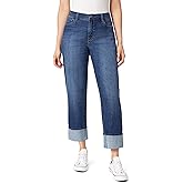 Angels Forever Young Womens Everflex Deep Cuff 27" High-Rise Straight Ankle Jeans