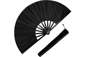 PUGPIU Fans For Line Dancing, 1 Pcs Boots On The Ground Hand Fan, Large Clacking Pop Fans That Make Sound, Women Men Foldable Clapping Handheld Fan For Line Dancing (Black)