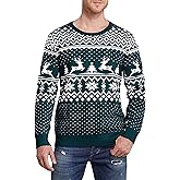 VEOMRI LUKCH Christmas Sweater Couple Matching Reindeer Snowflakes Crewneck Knit Pullover Men Women Xmas Jumper