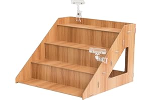 Tapeera 4-Tier Retail Wooden Display Riser - Farmers Market Craft Fair Display Rack - Candle Soap Display Stand for Craft Shows - Wood Countertop Pop Up Shop Display Rack for Tumblers Cupcakes Candy