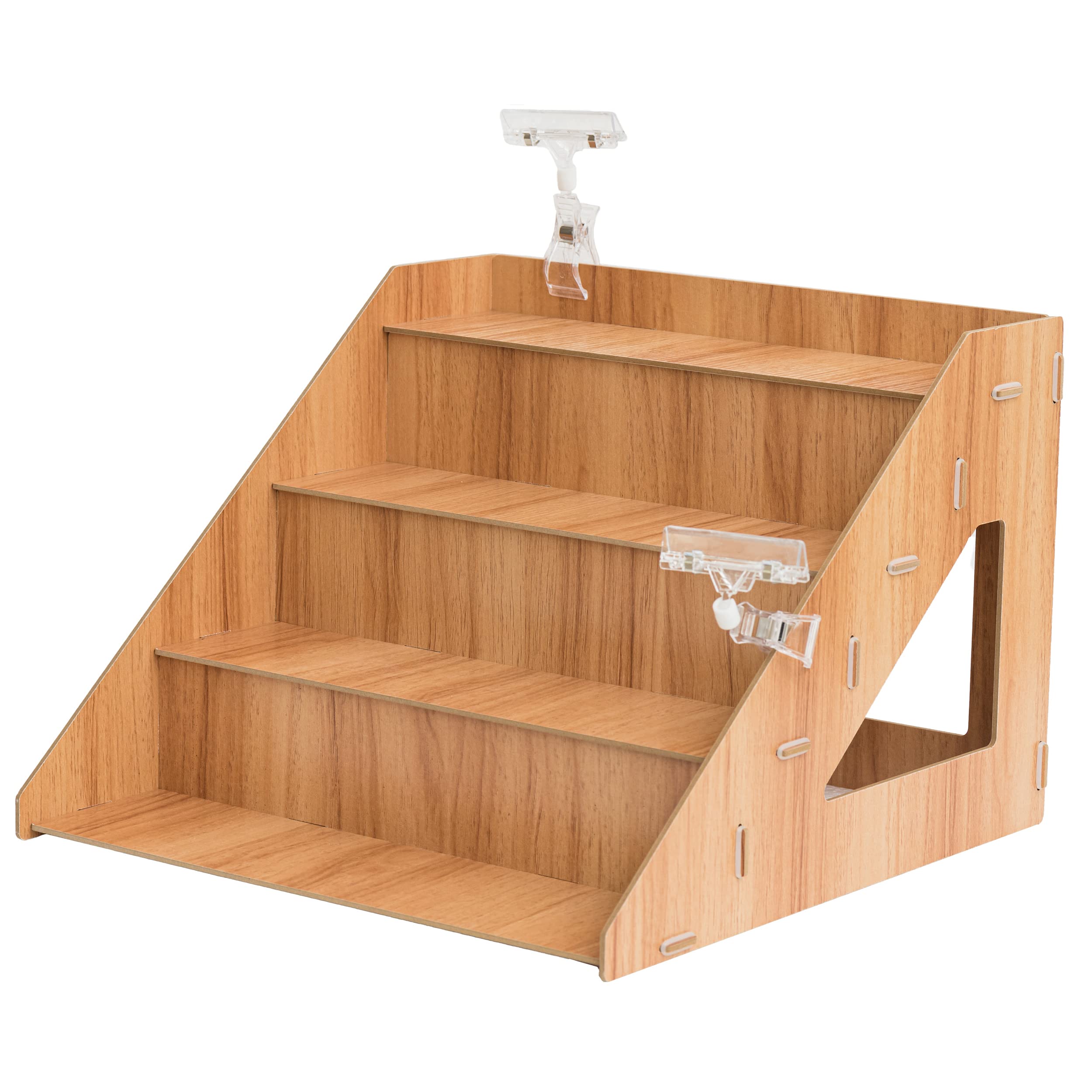 Photo 1 of Tapeera 4-Tier Retail Wooden Display Riser - Farmers Market Craft Fair Display Rack - Candle Soap Display Stand for Craft Shows - Wood Countertop Pop Up Shop Display Rack for Tumblers Cupcakes Candy