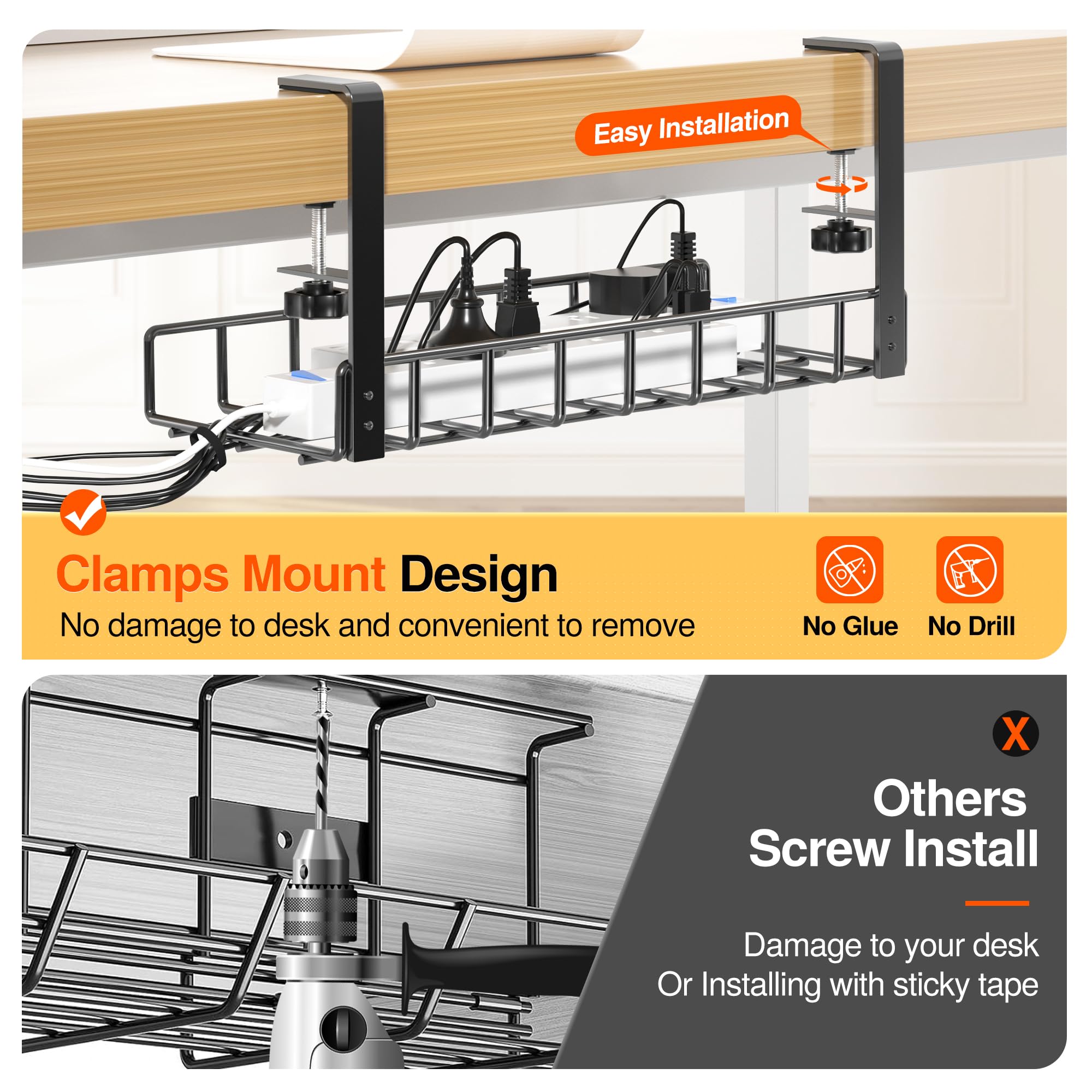 Mua Under Desk Cable Management Tray 1 Pack, Xpatee Upgraded Wire ...