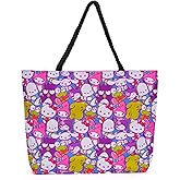 Hello Kitty Friends Tote Cinnamoroll Kuromi My Melody Keroppi Print Bag (Blue)