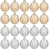 SUNNYCLUE 1 Box 20Pcs Soccer Charms Sport Charm Stainless Steel Football Charms Sports Ball Flat Round Charm for Jewelry Making Charms Bracelets Earrings Necklace Keychain Supplies Adult Craft
