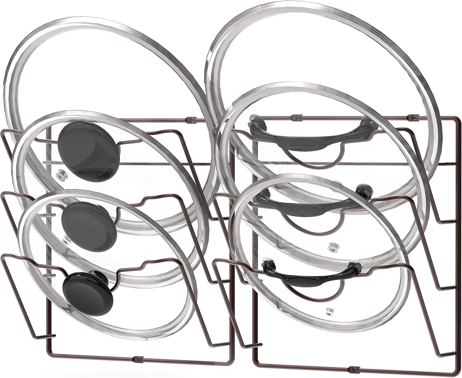 2 Pack - Simple Houseware Cabinet Door/Wall Mount Pot Lid Organizer Rack, Chrome: Kitchen & Dining