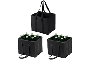 VENO 3-Pack Reusable Grocery Bag, Heavy Duty Shopping Bag, Shopping Cart Organizer, Foldable Grocery Tote Bag with Reinforced