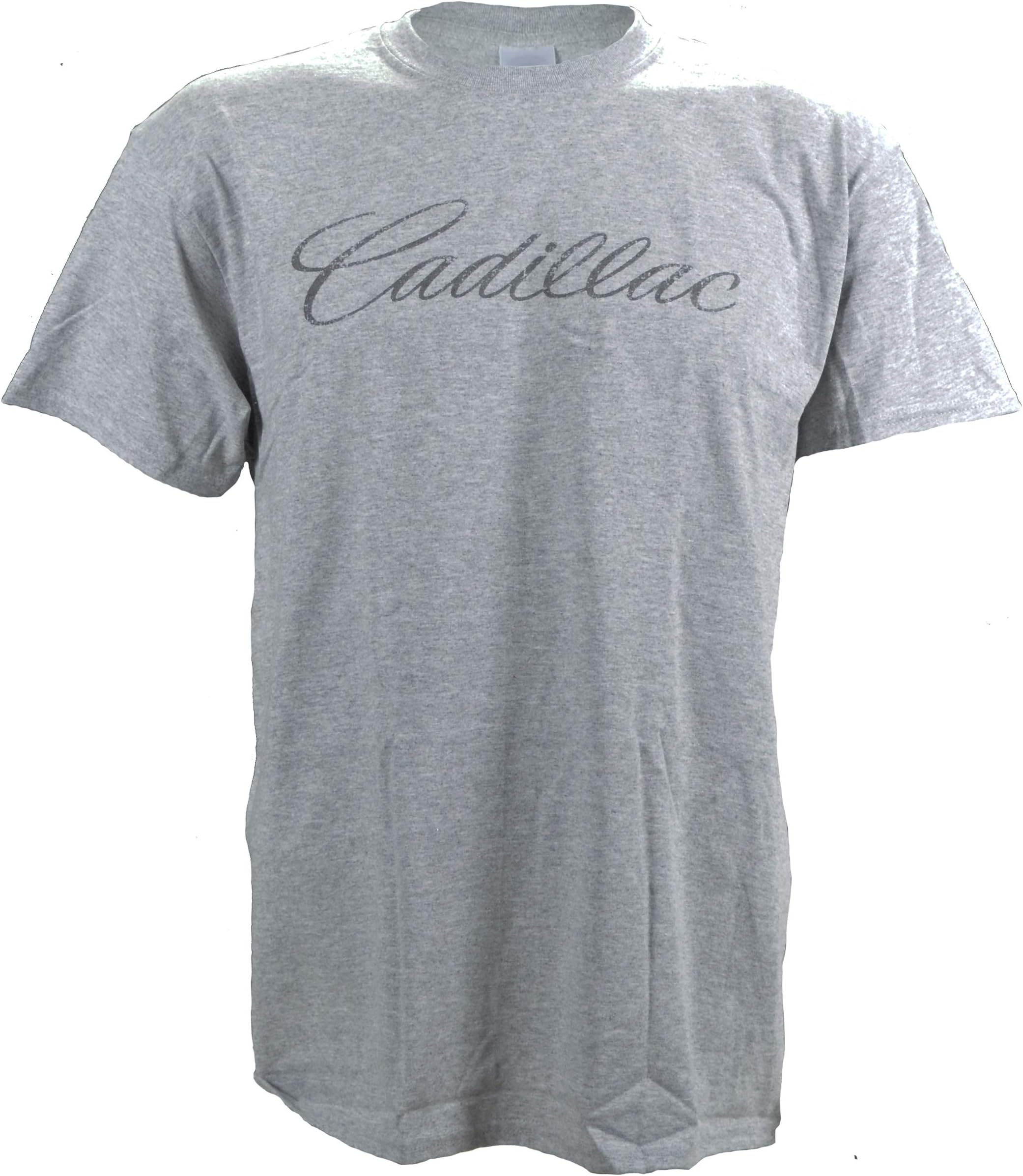 Cadillac Distressed Vintage Look Logo on a Sports Grey T Shirt