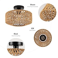 MAYNA 11.8" Rattan Ceiling Light