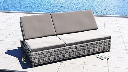 Amazon De Artelia Sky Doppelliege Polyrattan Gartenliege Sonnenliege Und Bank Fur Garten Terrasse Und Balkon Relaxliege Schwarz