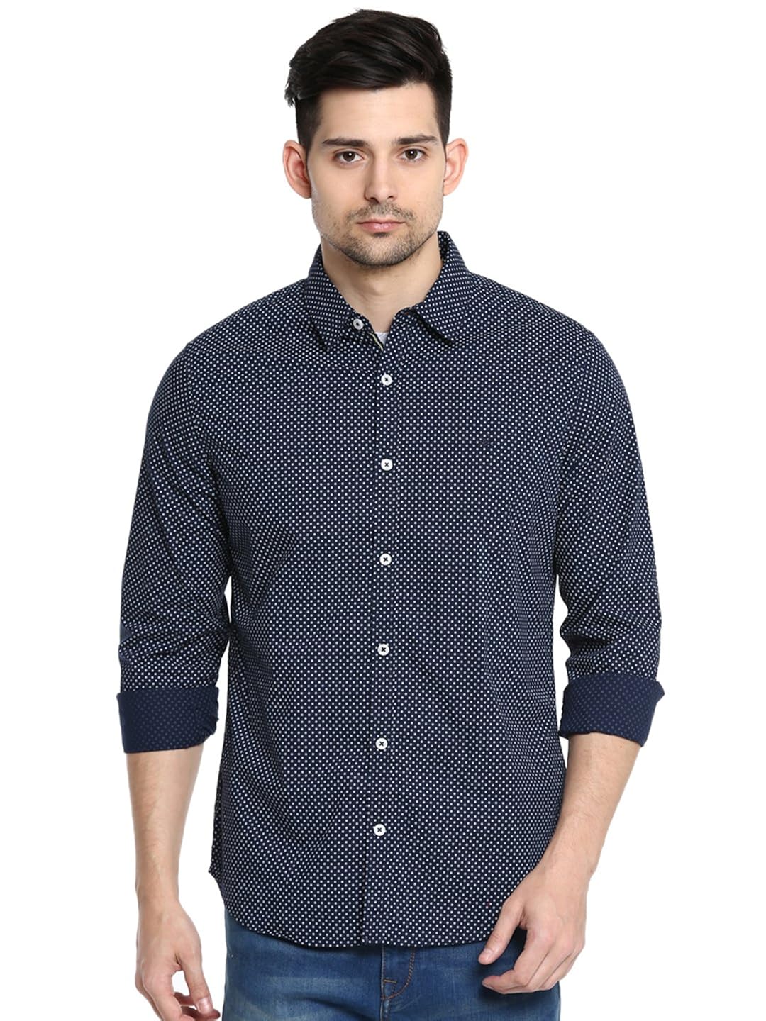 united colors of benetton men's printed slim fit cotton casual shirt