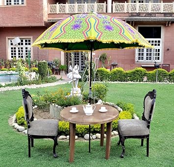 Lal Haveli Decorative Garden Umbrella Outdoor Patio Parasol 52 x 72 Inches