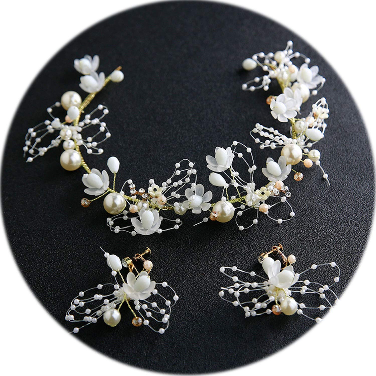 Amazon Com 2019 Korean Handmade Bride Headdress Pearl Hair Band