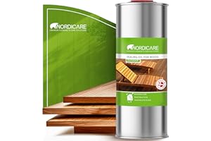 Nordicare Sealing Wood Oil for Outdoor Garden Furniture - Teak Oil for Wood Outdoor Furniture - Suitable for All Outdoor Types of Wood, for Wood Exterior Protection - Easy to Apply 34 Oz