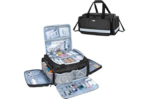 Trunab First Responder Bag Empty, Professional Medical Supplies Bag First Aid Kits Bag with Inner Dividers and Anti-Slip Bott