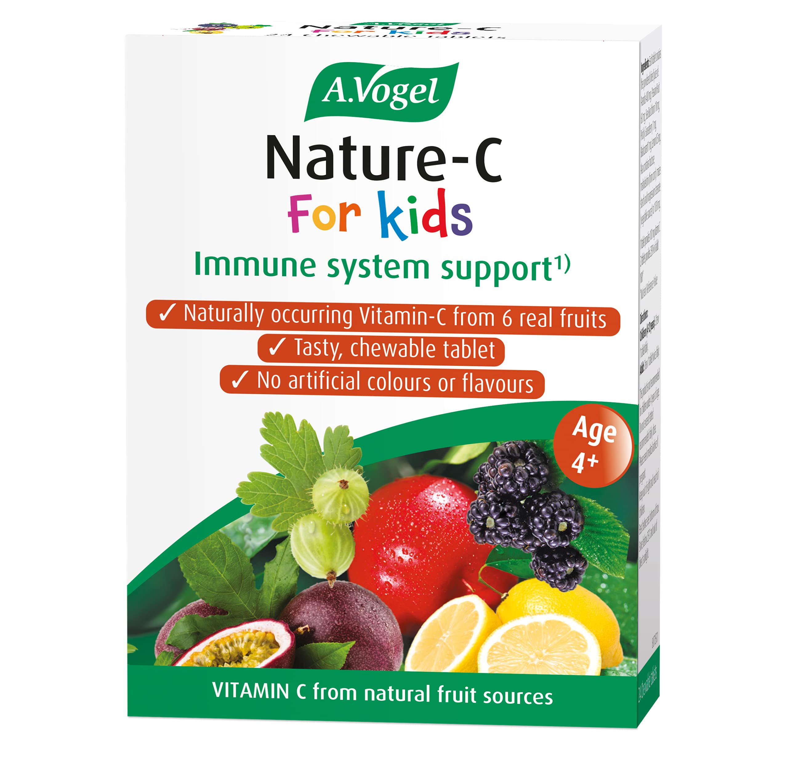 A.Vogel Nature-C for Kids | Chewable Tablet Containing Naturally Occuring Vitamin-C from 6 Real Fruits