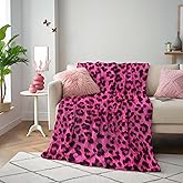Pdvbiee Hot Pink Leopard Print Throw Blanket Hot Pink Cheetah Flannel Blanket for Couch Bed Living Room Sofa, Soft Cozy Decorative Patterned Fleece, 50x60 in